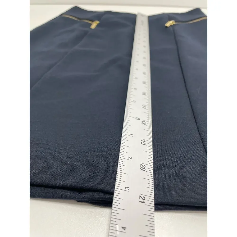 Michael Kors Straight Pencil Skirt Pull On Jersey Knit Navy Blue Womens Sz 8 NWT